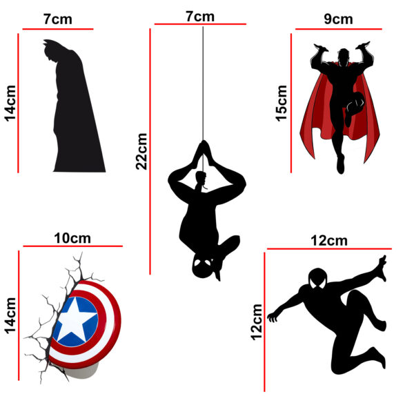 Super Heros Decorative Sticker Combo Pack for Switch Panel Board, Laptop, Fridge (Vinyl, Multicolour - Set Of 5) - Image 2