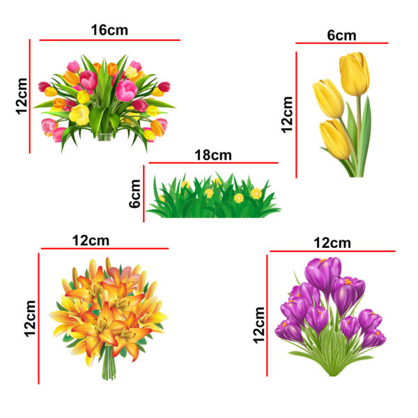 Flower Decorative Sticker Combo Pack for Switch Panel Board, Laptop, Fridge (Vinyl, Multicolour - Set Of 5) - Image 2