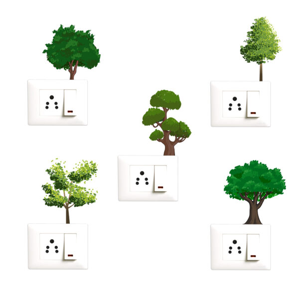 Scenic Tree - Nature Decorative Sticker Combo Pack for Switch Panel Board, Laptop, Fridge (Vinyl, Multicolour - Set Of 5)
