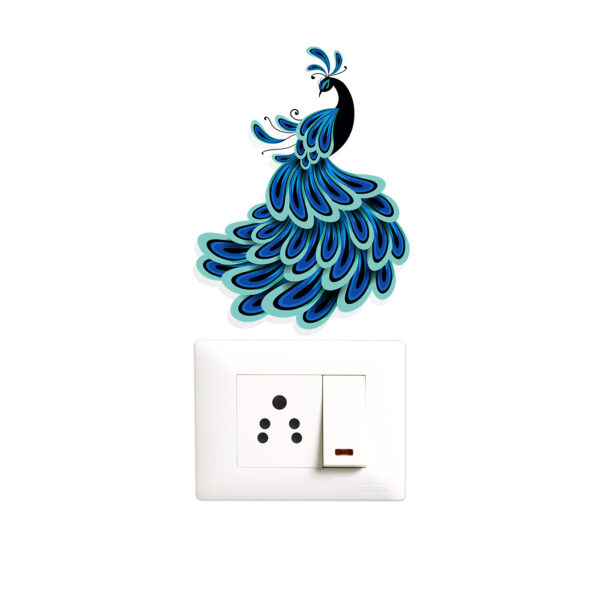 Colourful Peacock - Decorative Wall Sticker Combo Pack for Switch Panel Board, Laptop, Fridge.Decorative Sticker Combo Pack for Switch Panel Board, Laptop, Fridge (Vinyl, Multicolour - Set Of 5) - Image 3