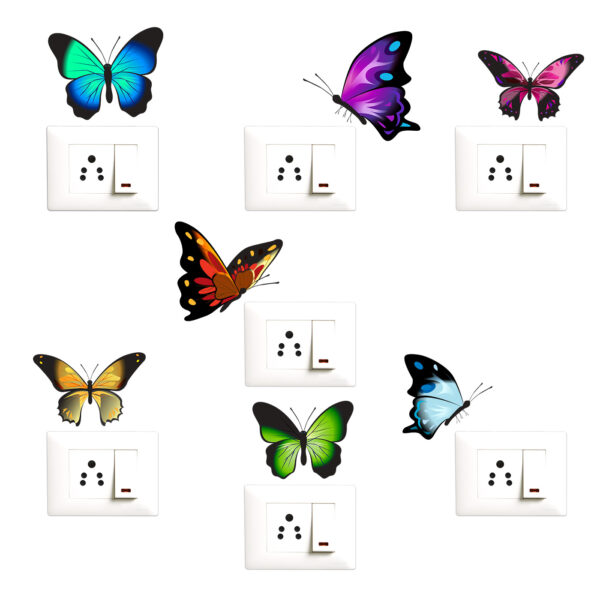 Beautiful Butterfly- Decorative Wall Sticker Combo Pack For Switch Panel Board, Laptop, Fridge.Decorative Sticker Combo Pack for Switch Panel Board, Laptop, Fridge (Vinyl, Multicolour - Set Of 7)