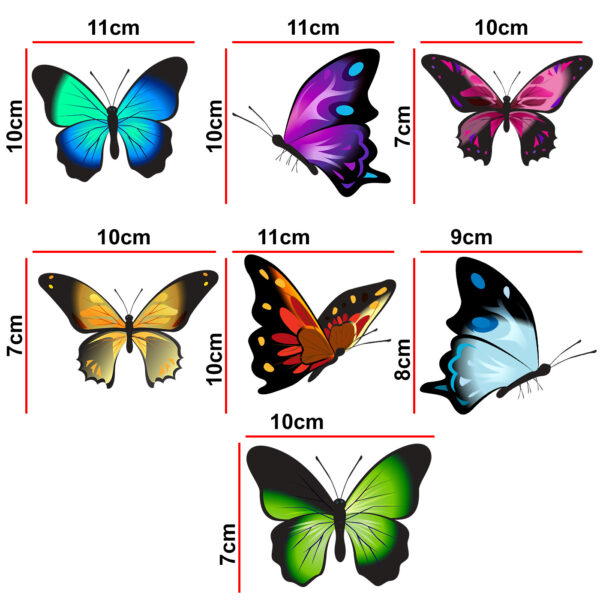 Beautiful Butterfly- Decorative Wall Sticker Combo Pack For Switch Panel Board, Laptop, Fridge.Decorative Sticker Combo Pack for Switch Panel Board, Laptop, Fridge (Vinyl, Multicolour - Set Of 7)