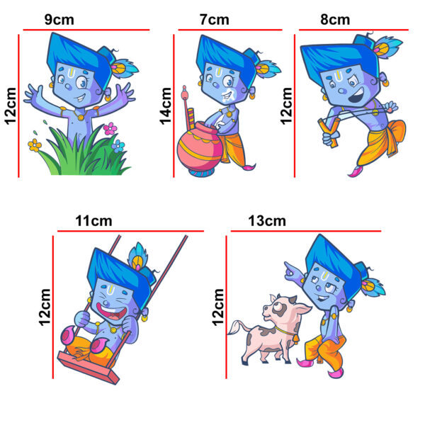 Lord Krishna - Cute - Baby - Playing- Decorative Wall Sticker Combo Pack For Switch Panel Board, Laptop, Fridge.Decorative Sticker Combo Pack for Switch Panel Board, Laptop, Fridge (Vinyl, Multicolour - Set Of 5) - Image 2