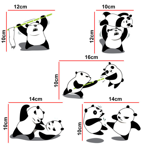 Panda - Animal - Decorative Wall Sticker Combo Pack For Switch Panel Board, Laptop, Fridge.Decorative Sticker Combo Pack for Switch Panel Board, Laptop, Fridge (Vinyl, Multicolour - Set Of 5) - Image 2