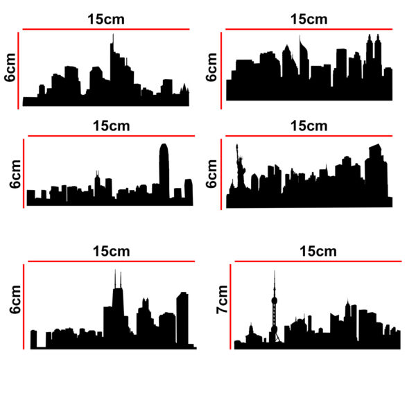 Famous City - Buildings - Monuments - Skyline Decorative Wall Sticker Combo Pack For Switch Panel Board, Laptop, Fridge.Decorative Sticker Combo Pack for Switch Panel Board, Laptop, Fridge (Vinyl, Multicolour - Set Of 6) - Image 2