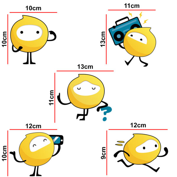 Funny Emoji Cartoon Expression  Sticker  - Decorative Wall Sticker Combo Pack For Switch Panel Board, Laptop, Fridge.Decorative Sticker Combo Pack for Switch Panel Board, Laptop, Fridge (Vinyl, Multicolour - Set Of 5) - Image 2
