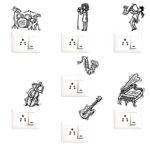 Music Instrument - Doodle Art - Decorative Wall Sticker Combo Pack For Switch Panel Board, Laptop, Fridge.Decorative Sticker Combo Pack for Switch Panel Board, Laptop, Fridge (Vinyl, Multicolour - Set Of 7)