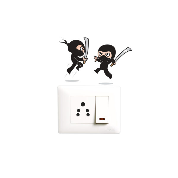 Cute Ninja- Fighting - Decorative Wall Sticker Combo Pack For Switch Panel Board, Laptop, Fridge.Decorative Sticker Combo Pack for Switch Panel Board, Laptop, Fridge (Vinyl, Multicolour - Set Of 5) - Image 3