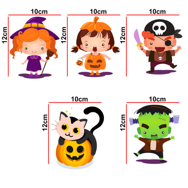 Cute Baby - Halloween - Characters - Decorative Wall Sticker Combo Pack For Switch Panel Board, Laptop, Fridge.Decorative Sticker Combo Pack for Switch Panel Board, Laptop, Fridge (Vinyl, Multicolour - Set Of 5) - Image 2