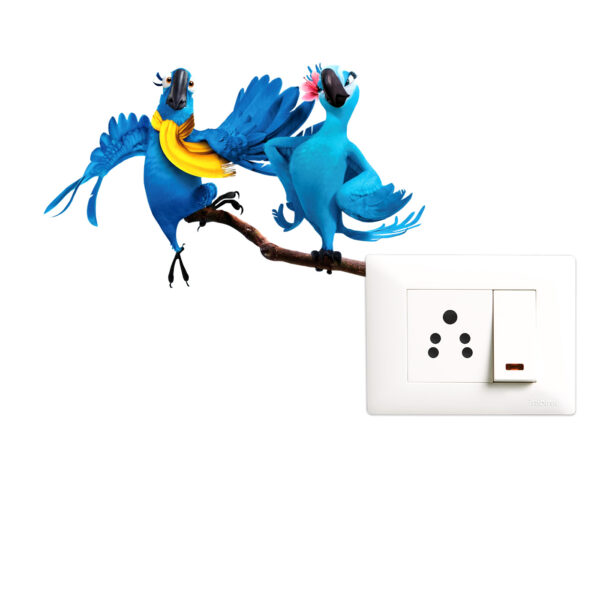 Birds - Parrot - Funny - Blue -  Decorative Wall Sticker Combo Pack For Switch Panel Board, Laptop, Fridge.Decorative Sticker Combo Pack for Switch Panel Board, Laptop, Fridge (Vinyl, Multicolour - Set Of 5)