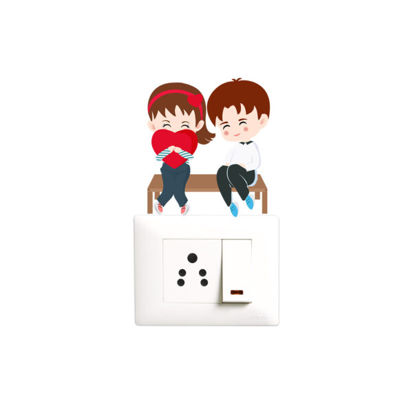 Cute - Love - Couples - Romantic Decorative Wall Sticker Combo Pack For Switch Panel Board, Laptop, Fridge.Decorative Sticker Combo Pack for Switch Panel Board, Laptop, Fridge (Vinyl, Multicolour - Set Of 4) - Image 3