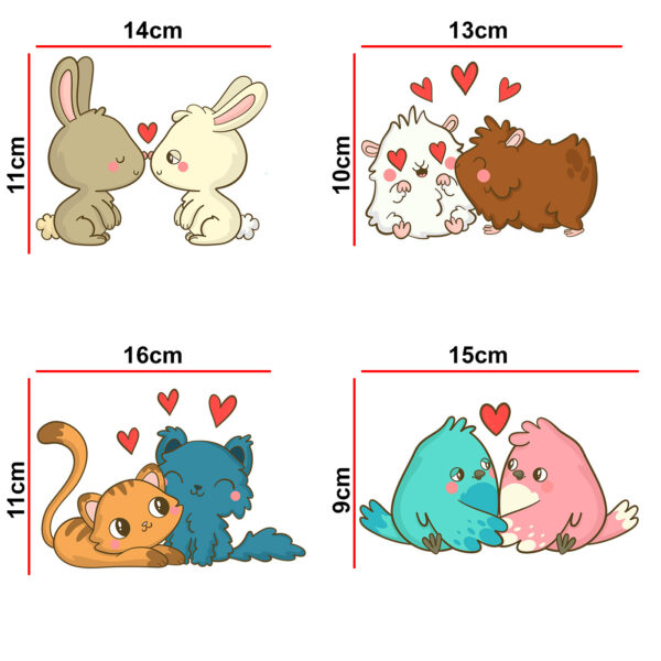 Cute - Animal - Bird - Romantic Decorative Wall Sticker Combo Pack For Switch Panel Board, Laptop, Fridge.Decorative Sticker Combo Pack for Switch Panel Board, Laptop, Fridge (Vinyl, Multicolour - Set Of 4) - Image 2