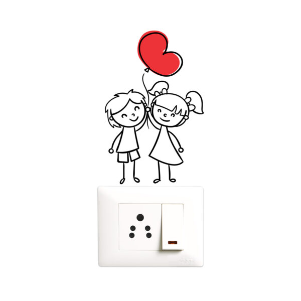 Cute - Couple - Romantic- Hearts Decorative Wall Sticker Combo Pack For Switch Panel Board, Laptop, Fridge.Decorative Sticker Combo Pack for Switch Panel Board, Laptop, Fridge (Vinyl, Multicolour - Set Of 4) - Image 3