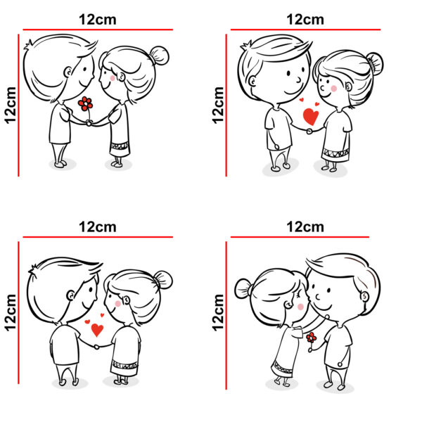 Cute - Couple - Romantic- Hearts Decorative Wall Sticker Combo Pack For Switch Panel Board, Laptop, Fridge.Decorative Sticker Combo Pack for Switch Panel Board, Laptop, Fridge (Vinyl, Multicolour - Set Of 4) - Image 2