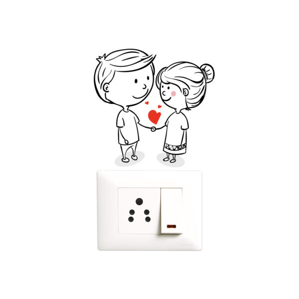 Cute - Couple - Romantic- Hearts Decorative Wall Sticker Combo Pack For Switch Panel Board, Laptop, Fridge.Decorative Sticker Combo Pack for Switch Panel Board, Laptop, Fridge (Vinyl, Multicolour - Set Of 4) - Image 3