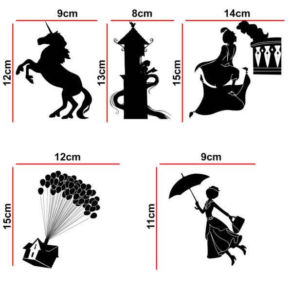 Fantasy - Princess - Aladdin - Cartoon Decorative Wall Sticker Combo Pack For Switch Panel Board, Laptop, Fridge.Decorative Sticker Combo Pack for Switch Panel Board, Laptop, Fridge (Vinyl, Multicolour - Set Of 5) - Image 2
