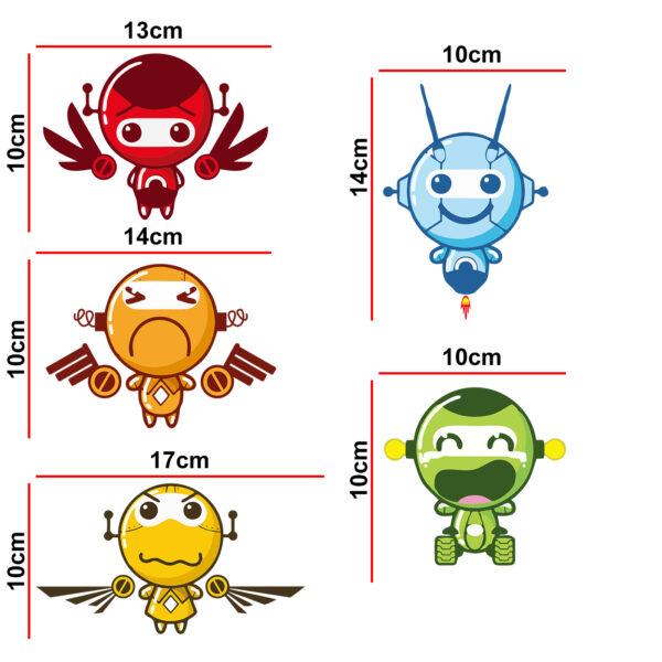 Robot - Cute - Baby - Decorative Wall Sticker Combo Pack For Switch Panel Board, Laptop, Fridge.Decorative Sticker Combo Pack for Switch Panel Board, Laptop, Fridge (Vinyl, Multicolour - Set Of 5) - Image 2
