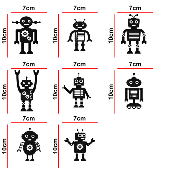 Robot - Cute  - Decorative Wall Sticker Combo Pack For Switch Panel Board, Laptop, Fridge.Decorative Sticker Combo Pack for Switch Panel Board, Laptop, Fridge (Vinyl, Multicolour - Set Of 8) - Image 2