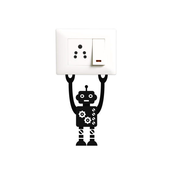 Robot - Cute  - Decorative Wall Sticker Combo Pack For Switch Panel Board, Laptop, Fridge.Decorative Sticker Combo Pack for Switch Panel Board, Laptop, Fridge (Vinyl, Multicolour - Set Of 8) - Image 3