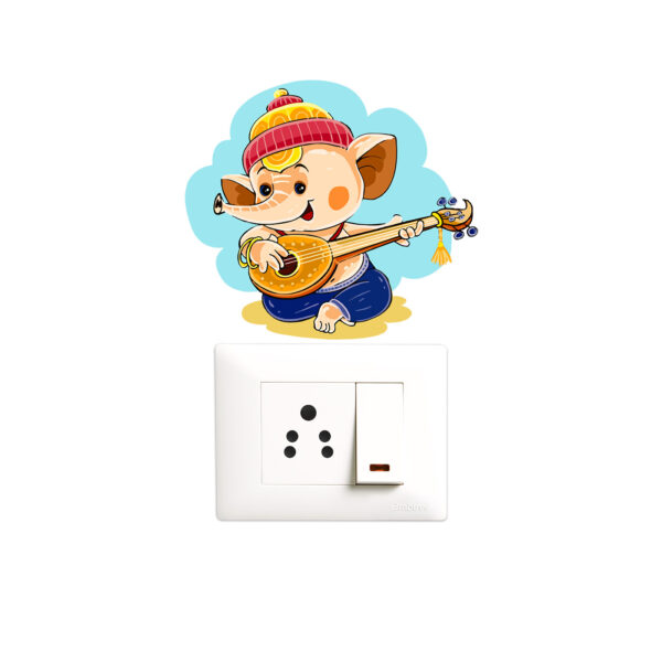 Lord Ganesha - Baby - Music - Instruments - Decorative Wall Sticker Combo Pack For Switch Panel Board, Laptop, Fridge.Decorative Sticker Combo Pack for Switch Panel Board, Laptop, Fridge (Vinyl, Multicolour - Set Of 4) - Image 3
