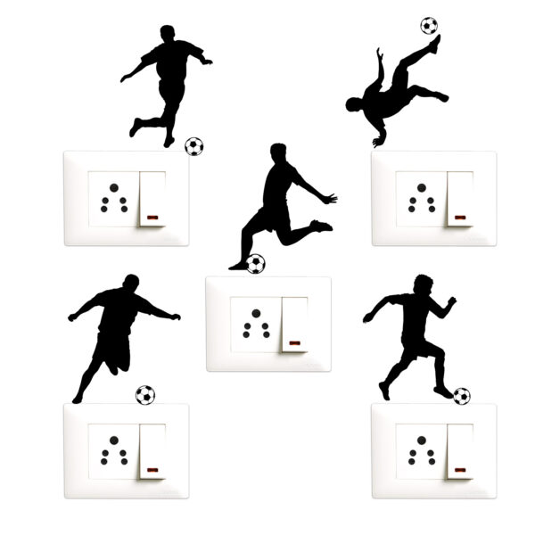 Foot Ball - Sports - Decorative Wall Sticker Combo Pack For Switch Panel Board, Laptop, Fridge.Decorative Sticker Combo Pack for Switch Panel Board, Laptop, Fridge (Vinyl, Multicolour - Set Of 5)