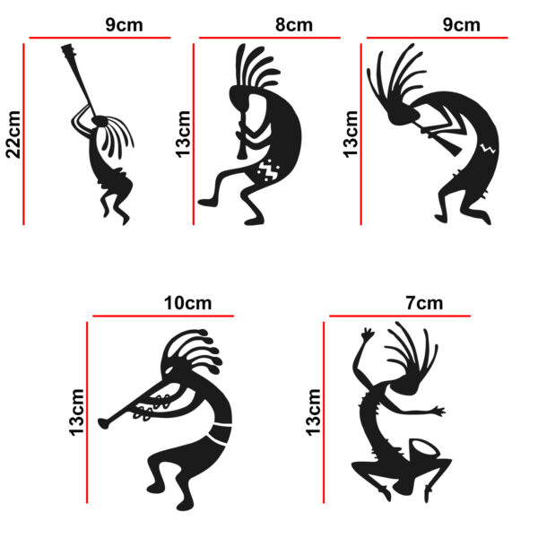 Music Band - African - Tribal - Instruments - Enjoying - Decorative Wall Sticker Combo Pack For Switch Panel Board, Laptop, Fridge.Decorative Sticker Combo Pack for Switch Panel Board, Laptop, Fridge (Vinyl, Multicolour - Set Of 5) - Image 2