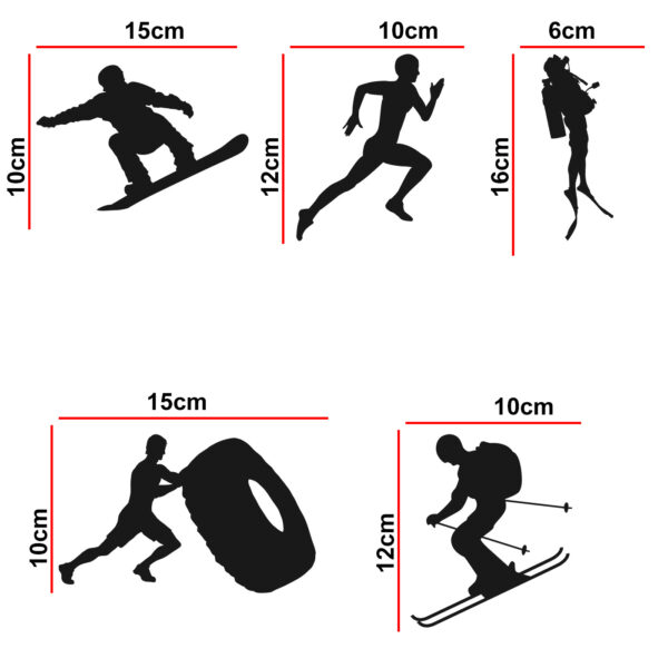 Sports - Work Out - Decorative Wall Sticker Combo Pack For Switch Panel Board, Laptop, Fridge.  Decorative Sticker Combo Pack for Switch Panel Board, Laptop, Fridge (Vinyl, Multicolour - Set Of 5) - Image 2
