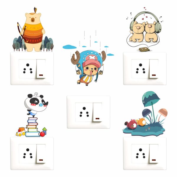 Cute - Animal - Bird - Decorative Wall Sticker Combo Pack For Switch Panel Board, Laptop, Fridge.Decorative Sticker Combo Pack for Switch Panel Board, Laptop, Fridge (Vinyl, Multicolour - Set Of 5)