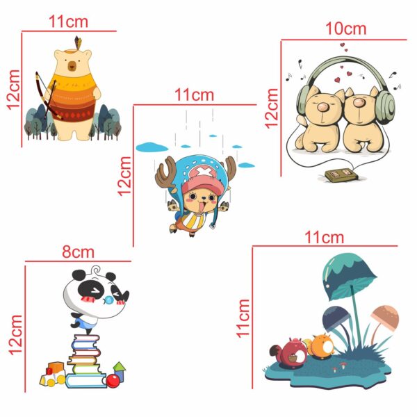 Cute - Animal - Bird - Decorative Wall Sticker Combo Pack For Switch Panel Board, Laptop, Fridge.Decorative Sticker Combo Pack for Switch Panel Board, Laptop, Fridge (Vinyl, Multicolour - Set Of 5) - Image 2