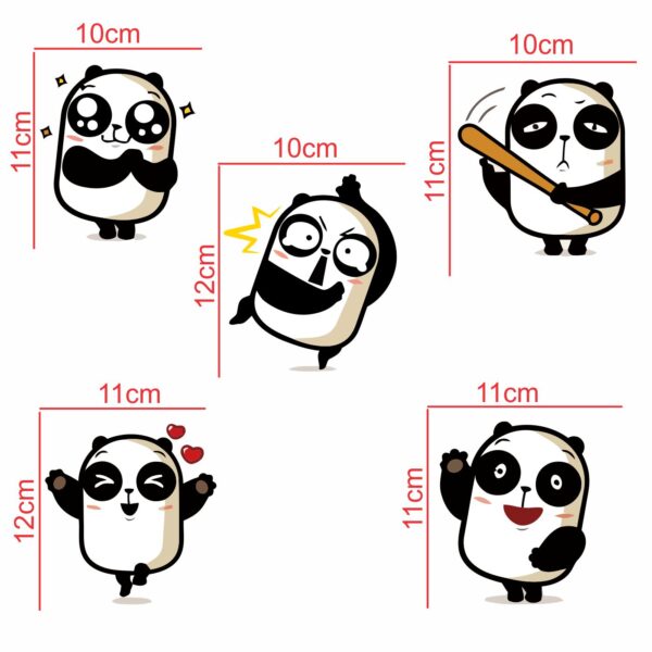 Panda - Animal - Decorative Wall Sticker Combo Pack For Switch Panel Board, Laptop, Fridge.Decorative Sticker Combo Pack for Switch Panel Board, Laptop, Fridge (Vinyl, Multicolour - Set Of 5)