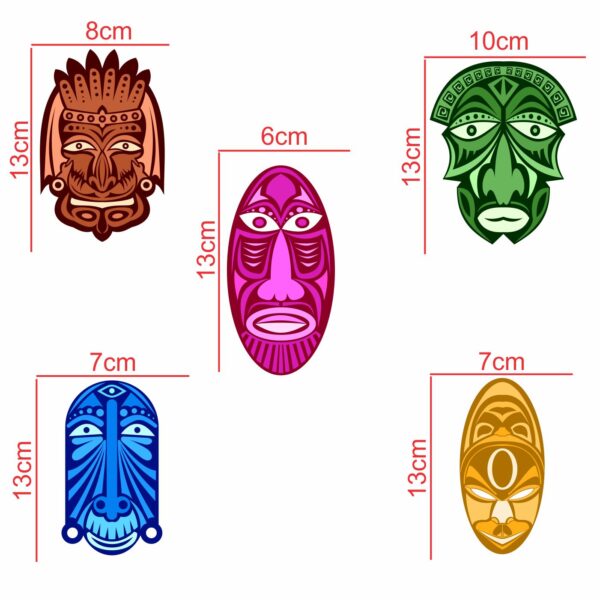 African  - Tribal - Warrior - Mask - Decorative Wall Sticker Combo Pack For Switch Panel Board, Laptop, Fridge.Decorative Sticker Combo Pack for Switch Panel Board, Laptop, Fridge (Vinyl, Multicolour - Set Of 5)