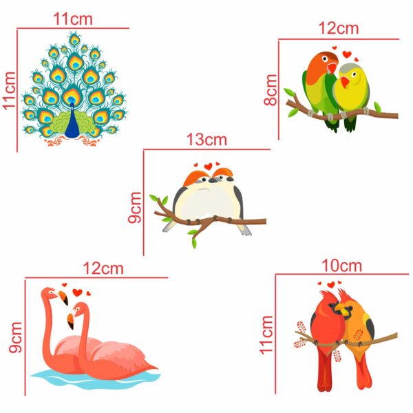 Cute - Love - Bird - Decorative Wall Sticker Combo Pack For Switch Panel Board, Laptop, Fridge.Decorative Sticker Combo Pack for Switch Panel Board, Laptop, Fridge (Vinyl, Multicolour - Set Of 5) - Image 2