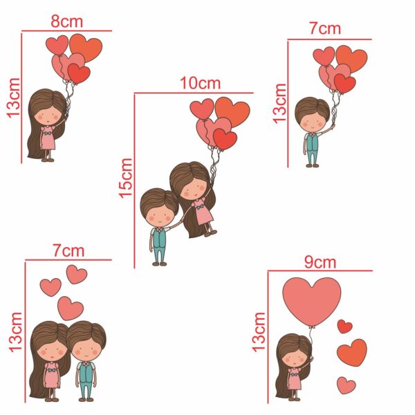 Romantic - Love - Cute - Couple - Decorative Wall Sticker Combo Pack For Switch Panel Board, Laptop, Fridge.Decorative Sticker Combo Pack for Switch Panel Board, Laptop, Fridge (Vinyl, Multicolour - Set Of 5) - Image 2