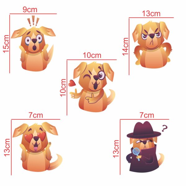 Funny Dog - Expressions - Decorative Wall Sticker Combo Pack For Switch Panel Board, Laptop Fridge.Decorative Sticker Combo Pack for Switch Panel Board, Laptop, Fridge (Vinyl, Multicolour - Set Of 5) - Image 2
