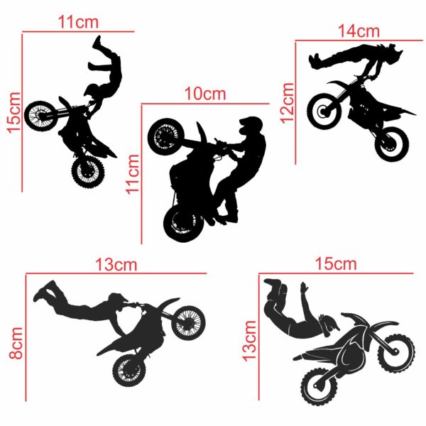 Bike Stunt - Adventure - Decorative Wall Sticker Combo Pack For Switch Panel Board, Laptop Fridge.Decorative Sticker Combo Pack for Switch Panel Board, Laptop, Fridge (Vinyl, Multicolour - Set Of 5)