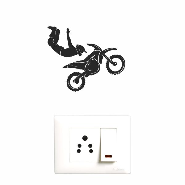 Bike Stunt - Adventure - Decorative Wall Sticker Combo Pack For Switch Panel Board, Laptop Fridge.Decorative Sticker Combo Pack for Switch Panel Board, Laptop, Fridge (Vinyl, Multicolour - Set Of 5)