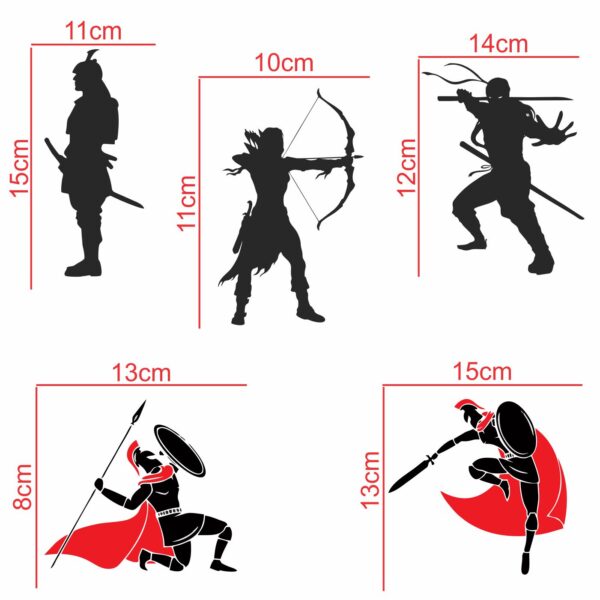 Warrior - Ninja - War - Decorative Wall Sticker Combo Pack For Switch Panel Board, Laptop, Fridge.Decorative Sticker Combo Pack for Switch Panel Board, Laptop, Fridge (Vinyl, Multicolour - Set Of 5) - Image 2