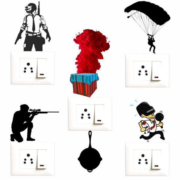 Soldiers - Adventure - Gun - War - Decorative Wall Sticker Combo Pack for Switch Panel Board, Laptop, Fridge.Decorative Sticker Combo Pack for Switch Panel Board, Laptop, Fridge (Vinyl, Multicolour - Set Of 6)
