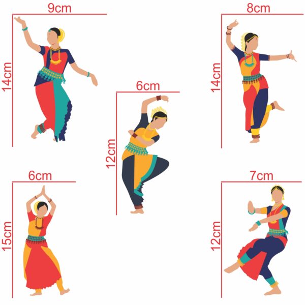 Beautiful - Traditional Indian - Bharatanatyam - Dancer - Decorative Wall Sticker Combo Pack For Switch Panel Board, Laptop, Fridge.Decorative Sticker Combo Pack for Switch Panel Board, Laptop, Fridge (Vinyl, Multicolour - Set Of 5)