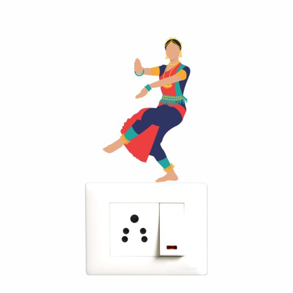 Beautiful - Traditional Indian - Bharatanatyam - Dancer - Decorative Wall Sticker Combo Pack For Switch Panel Board, Laptop, Fridge.Decorative Sticker Combo Pack for Switch Panel Board, Laptop, Fridge (Vinyl, Multicolour - Set Of 5)