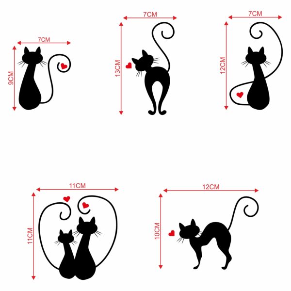 Lovely CatsDecorative Sticker Combo Pack for Switch Panel Board, Laptop, Fridge (Vinyl, Multicolour - Set Of 5) - Image 2