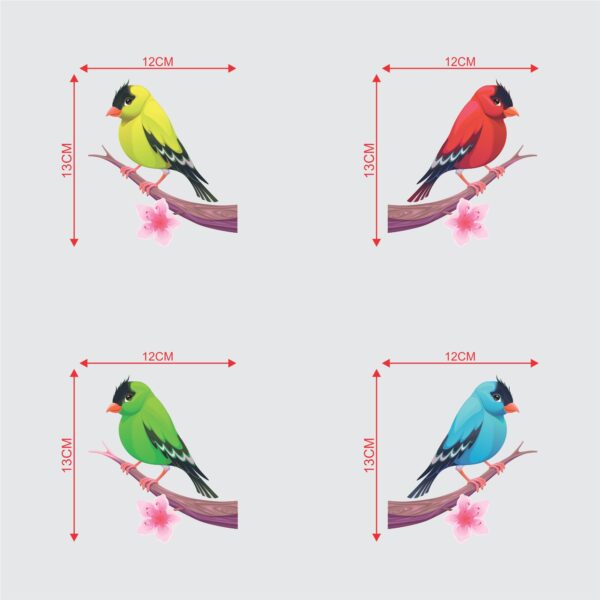 Colourful BirdsDecorative Sticker Combo Pack for Switch Panel Board, Laptop, Fridge (Vinyl, Multicolour - Set Of 4) - Image 2