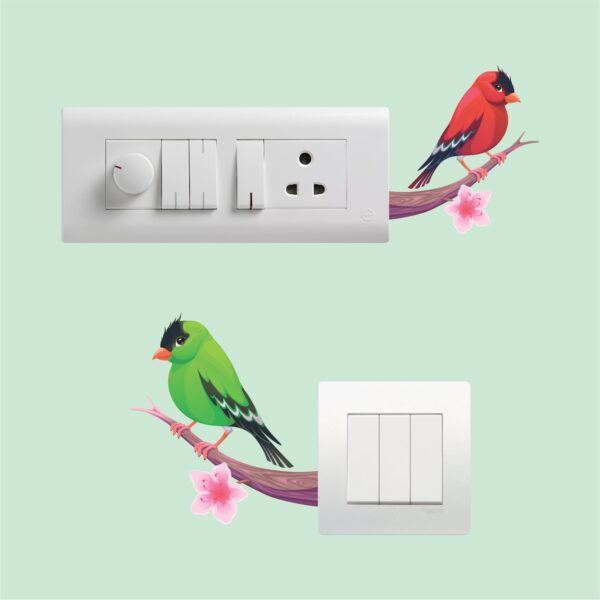 Colourful BirdsDecorative Sticker Combo Pack for Switch Panel Board, Laptop, Fridge (Vinyl, Multicolour - Set Of 4) - Image 3
