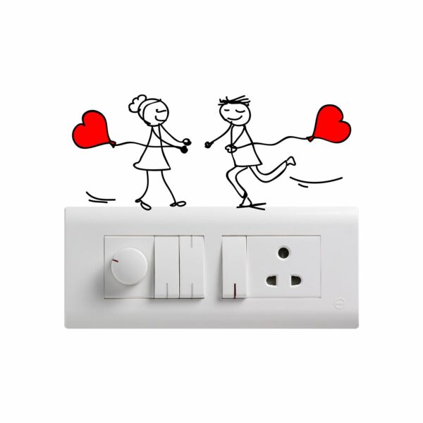 Romatic Couple HeartsDecorative Sticker Combo Pack for Switch Panel Board, Laptop, Fridge (Vinyl, Multicolour - Set Of 5) - Image 3
