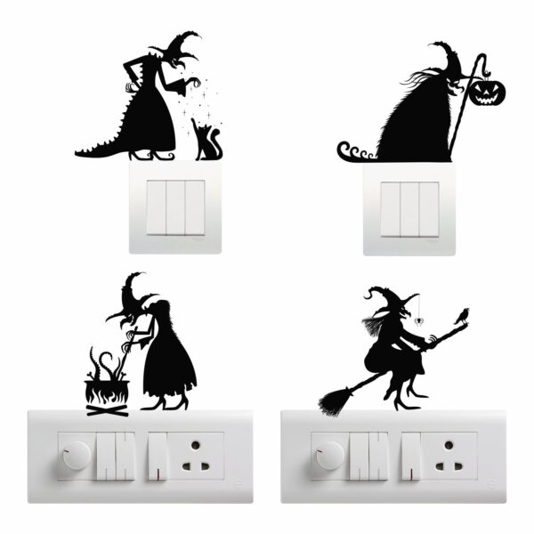 HaloweenDecorative Sticker Combo Pack for Switch Panel Board, Laptop, Fridge (Vinyl, Multicolour - Set Of 4)