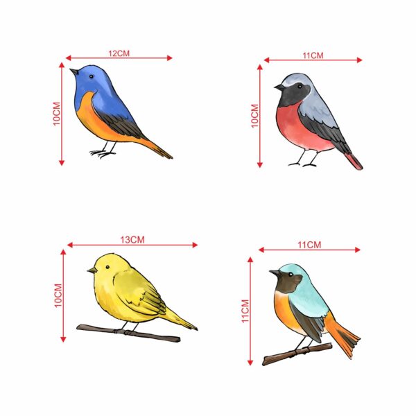 Colourful Birds SparrowDecorative Sticker Combo Pack for Switch Panel Board, Laptop, Fridge (Vinyl, Multicolour - Set Of 4) - Image 2