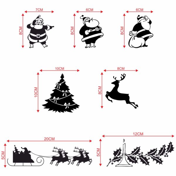 Christmas Santa DeerDecorative Sticker Combo Pack for Switch Panel Board, Laptop, Fridge (Vinyl, Multicolour - Set Of 7)