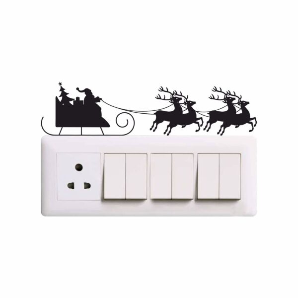 Christmas Santa DeerDecorative Sticker Combo Pack for Switch Panel Board, Laptop, Fridge (Vinyl, Multicolour - Set Of 7)