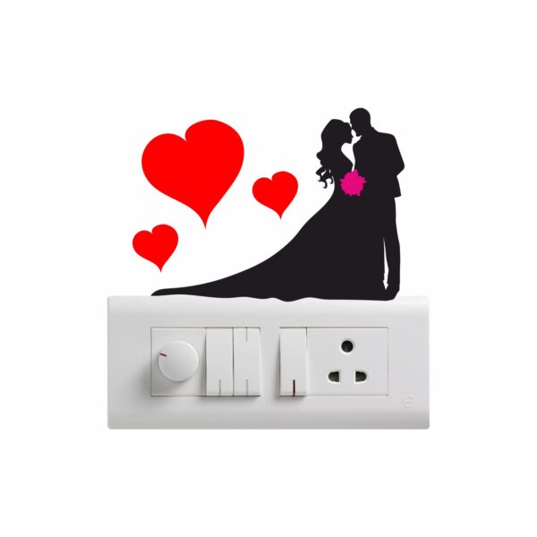 Romatic Couple HeartsDecorative Sticker Combo Pack for Switch Panel Board, Laptop, Fridge (Vinyl, Multicolour - Set Of 5) - Image 3