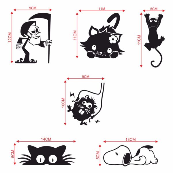 Ghost catsDecorative Sticker Combo Pack for Switch Panel Board, Laptop, Fridge (Vinyl, Multicolour - Set Of 6) - Image 2